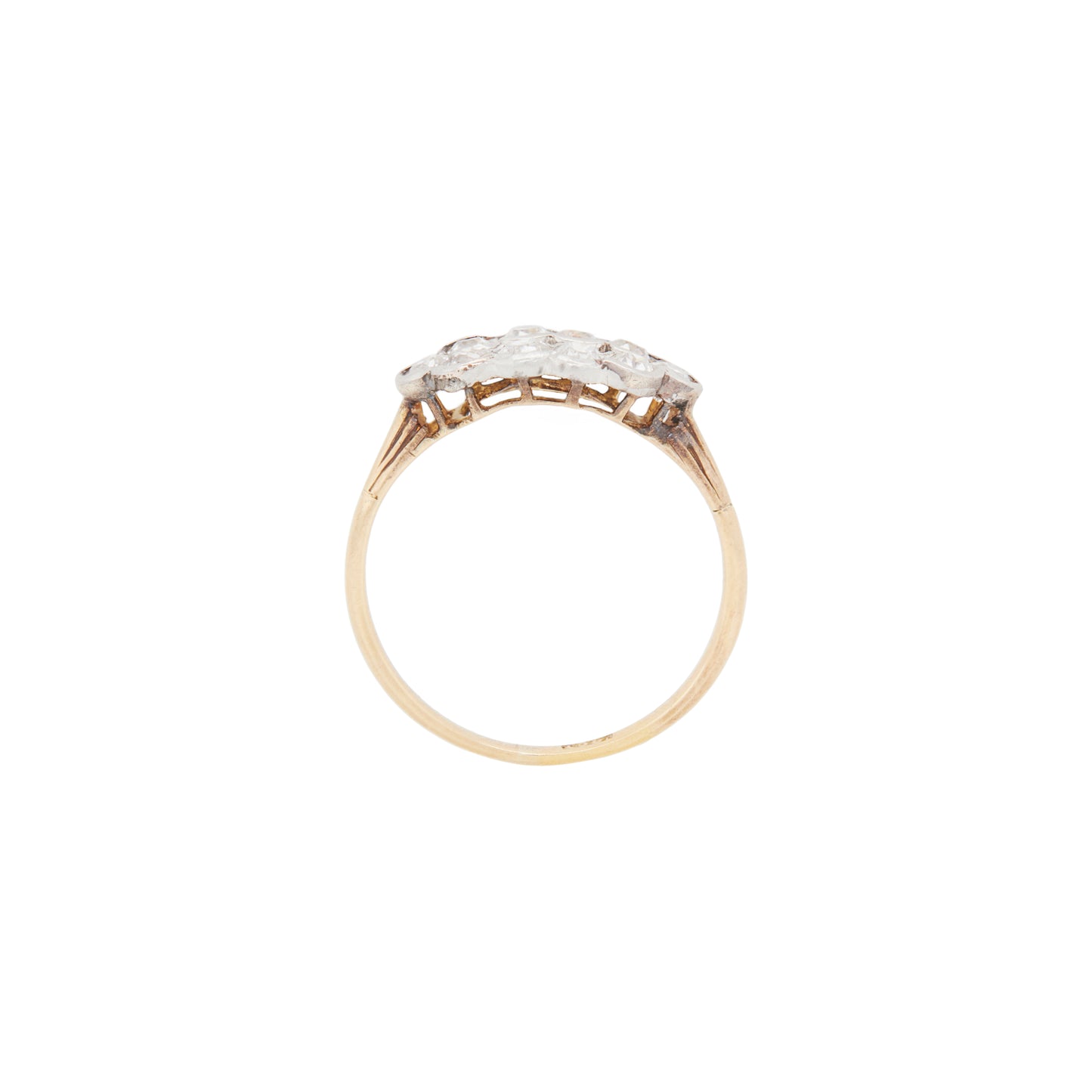 18 Carat Yellow Gold and Old Mine Cut Diamond Cluster Ring, Circa 1950s