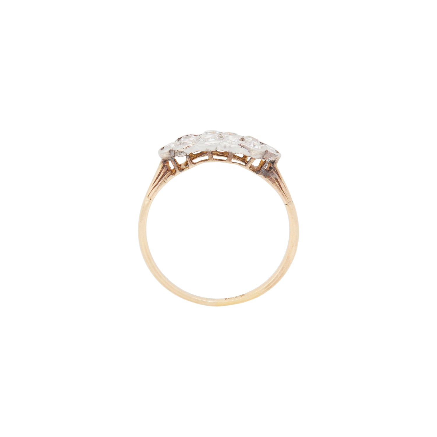 18 Carat Yellow Gold and Old Mine Cut Diamond Cluster Ring, Circa 1950s