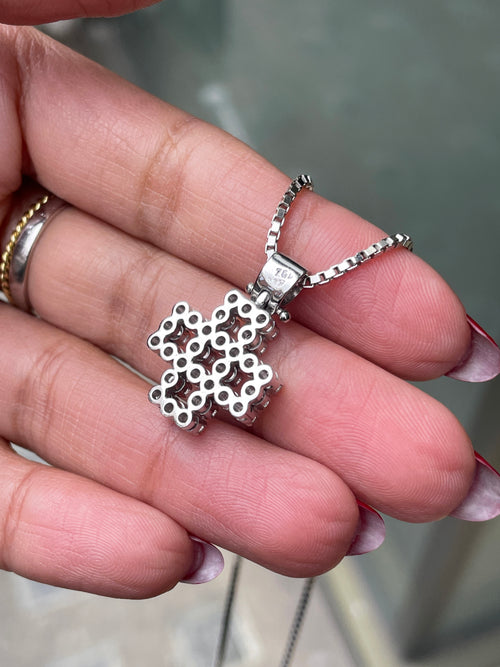 Diamond 18 Carat White Gold Square Openwork Cross Pendant
