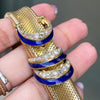 Enamel and Old Cut Diamond 18 Carat Yellow Gold Mesh Buckle Bracelet