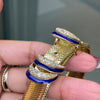 Enamel and Old Cut Diamond 18 Carat Yellow Gold Mesh Buckle Bracelet