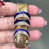 Enamel and Old Cut Diamond 18 Carat Yellow Gold Mesh Buckle Bracelet
