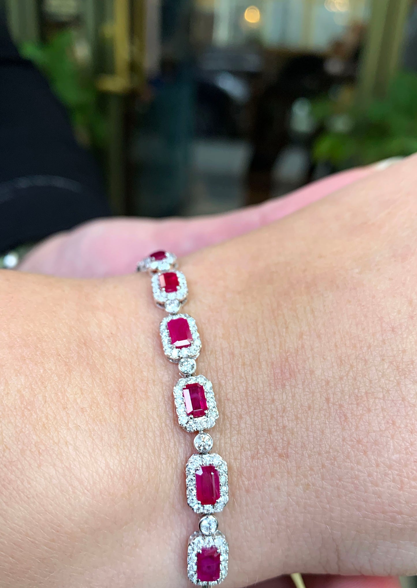 Ruby and Diamond 18 Carat White Gold Bracelet