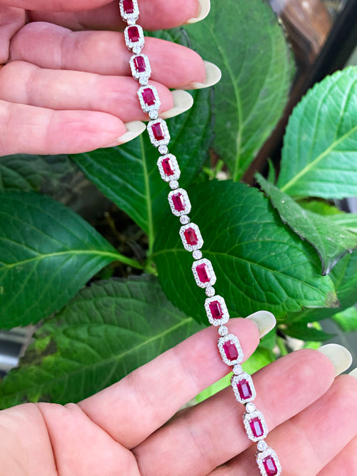 Ruby and Diamond 18 Carat White Gold Bracelet