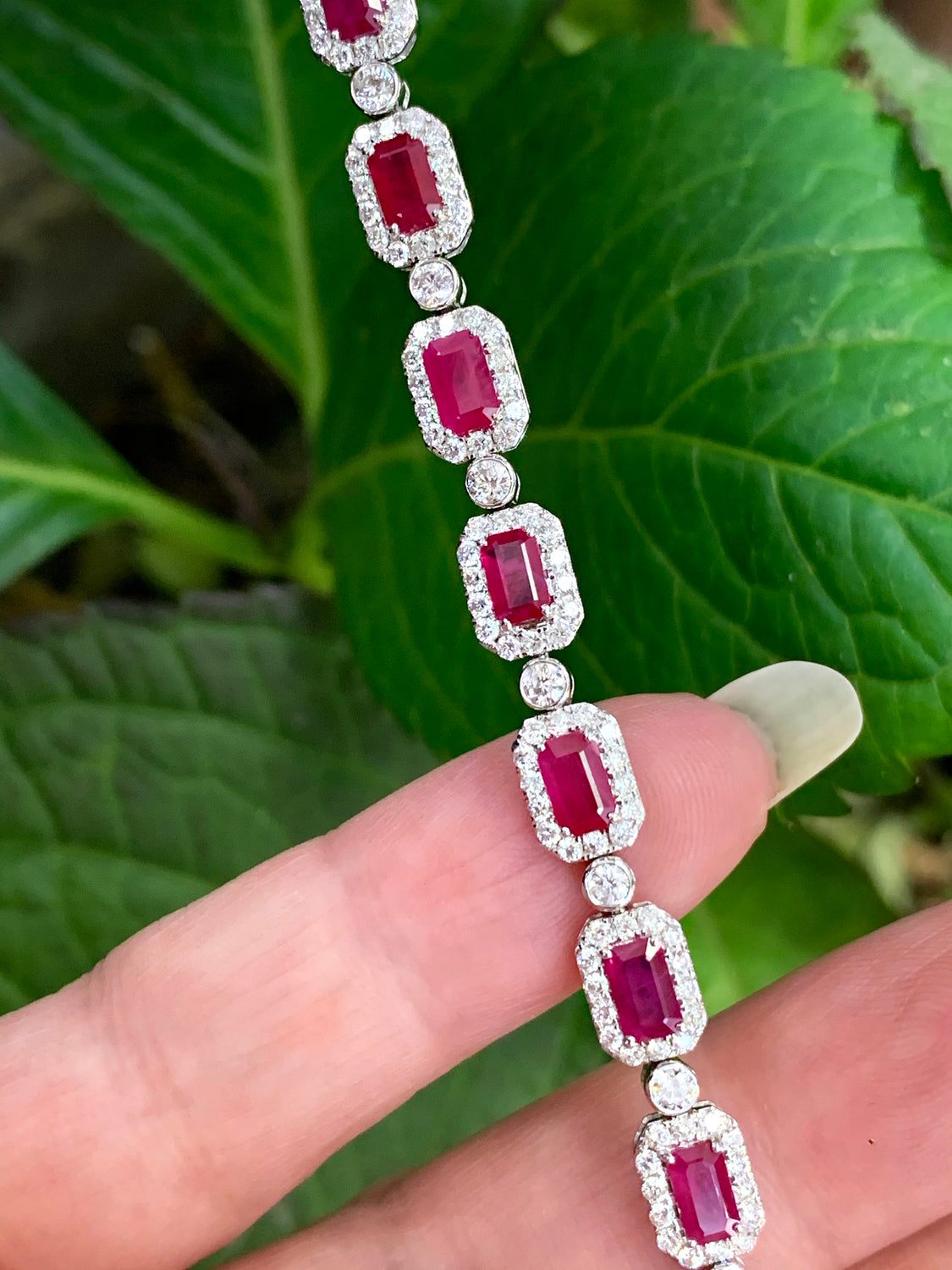 Ruby and Diamond 18 Carat White Gold Bracelet