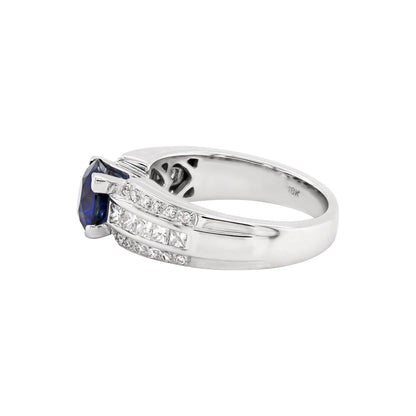 1.81 Carat Sapphire and Diamond 18 Carat White Gold Engagement Ring