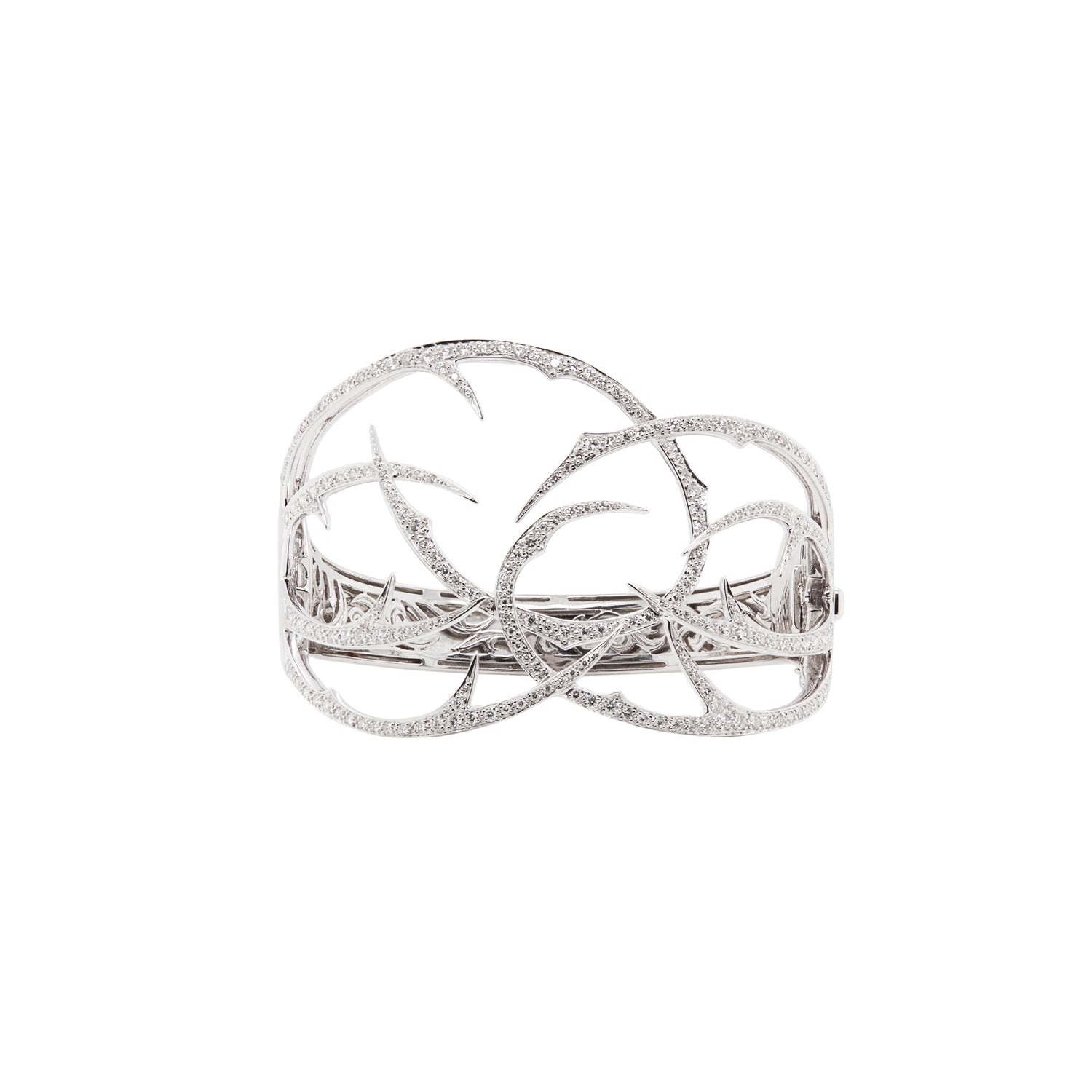 Stephen Webster Thorn Diamond Open Work Wide Bangle in 18 Carat White Gold