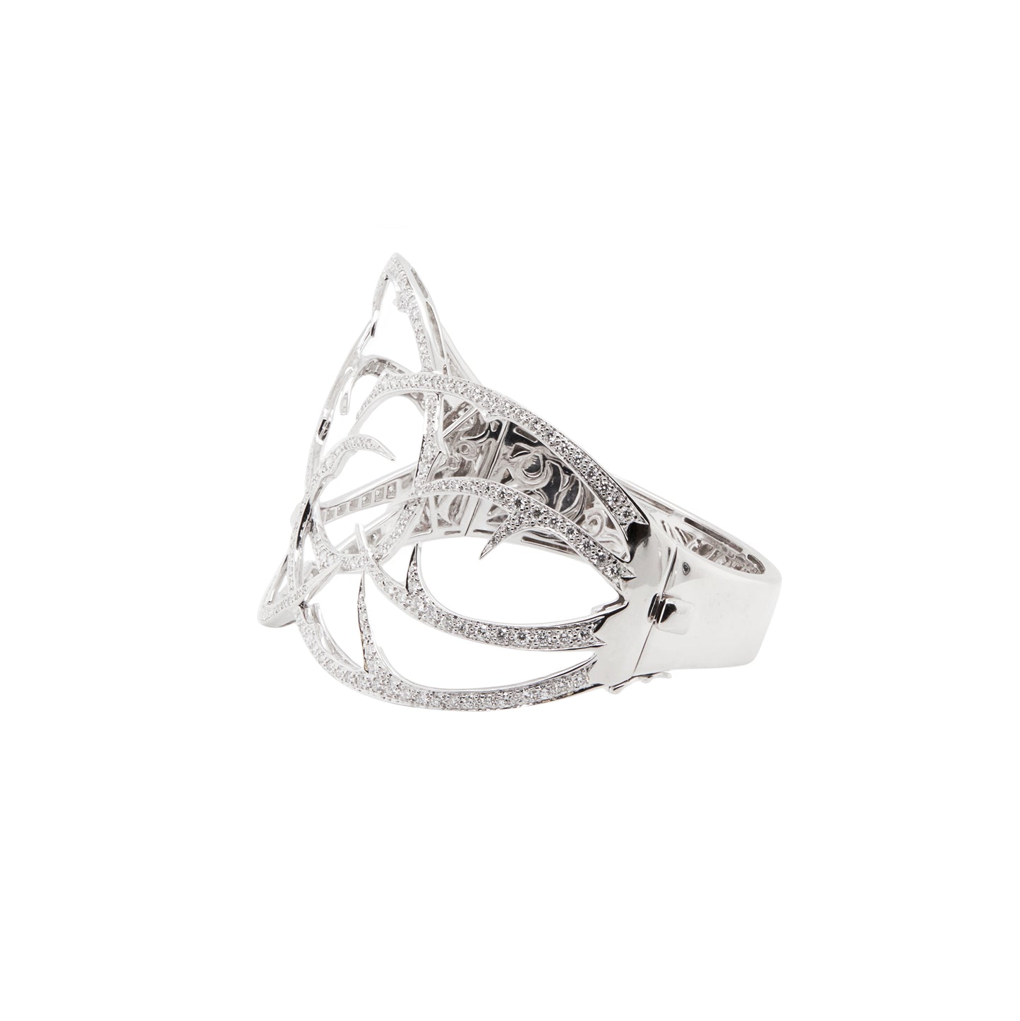 Stephen Webster Thorn Diamond Open Work Wide Bangle in 18 Carat White Gold