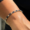 Blue Sapphire and Diamond 18 Carat Yellow Gold Tennis Bracelet