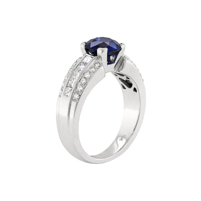 1.81 Carat Sapphire and Diamond 18 Carat White Gold Engagement Ring