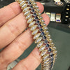 Blue Sapphire & Diamond 18 Carat Yellow and White Gold Leaf Motif Wide Bracelet