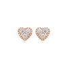 Diamond and 18 Carat Rose Gold Heart Shape Halo Cluster Stud Earring