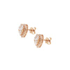 Diamond and 18 Carat Rose Gold Heart Shape Halo Cluster Stud Earring