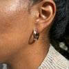 9 Carat Yellow, Rose and White Gold Trinity Screw-Back Vintage Hoop Earrings
