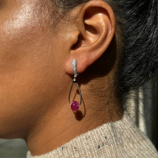 18 Carat White Gold Ruby and Diamond Drop Earrings