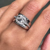 Diamond 18 Carat White Gold Saddle Wide Band Ring