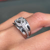 Diamond 18 Carat White Gold Saddle Wide Band Ring