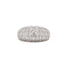 Diamond and Brushed 18 Carat White Gold Quilted Tapered Dome Ring