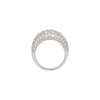 Diamond and Brushed 18 Carat White Gold Quilted Tapered Dome Ring