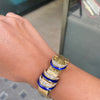 Enamel and Old Cut Diamond 18 Carat Yellow Gold Mesh Buckle Bracelet
