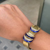 Enamel and Old Cut Diamond 18 Carat Yellow Gold Mesh Buckle Bracelet