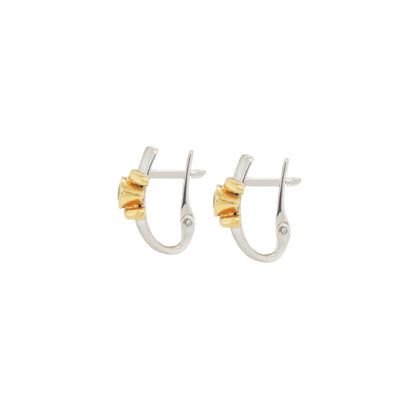 Diamond 18 Carat White and Yellow Gold Half-Hoop Earrings