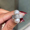 Vintage Pearl and Diamond 18ct White Gold Dress Ring