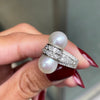 Vintage Pearl and Diamond 18ct White Gold Dress Ring