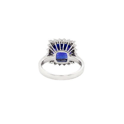 4.20 Carat Cushion Tanzanite and Diamond 18 Carat White Gold Ring