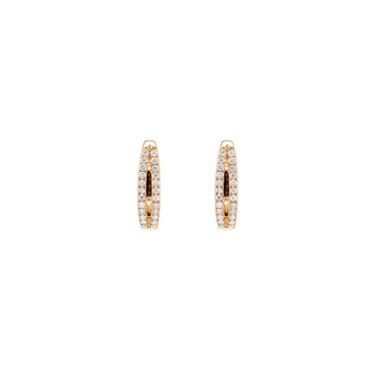Diamond and 18 Carat Yellow Gold Split Oval Huggie Hoop Earrings