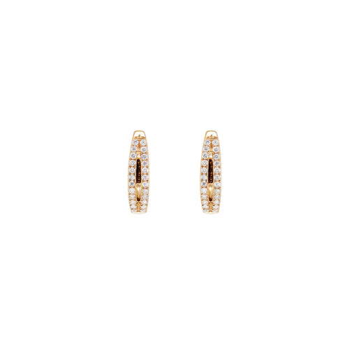 Diamond and 18 Carat Yellow Gold Split Oval Huggie Hoop Earrings