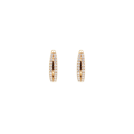 Diamond and 18 Carat Yellow Gold Split Oval Huggie Hoop Earrings