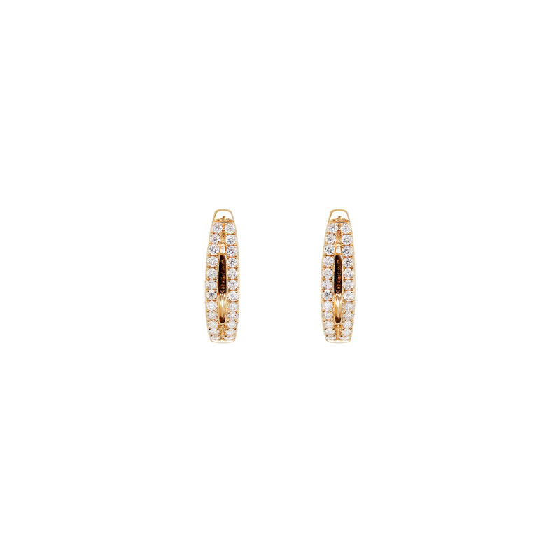 Diamond and 18 Carat Yellow Gold Split Oval Huggie Hoop Earrings