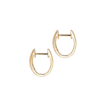 Diamond and 18 Carat Yellow Gold Split Oval Huggie Hoop Earrings