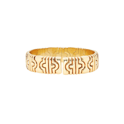 Diamond and 18 Carat Yellow Gold Statement Flexible Bangle Bracelet