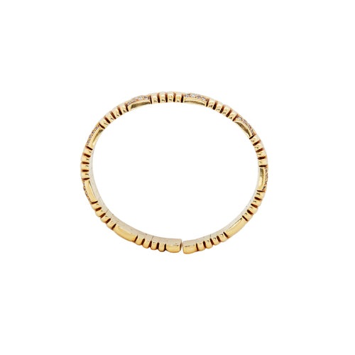Diamond and 18 Carat Yellow Gold Statement Flexible Bangle Bracelet