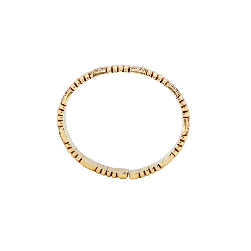 Diamond and 18 Carat Yellow Gold Statement Flexible Bangle Bracelet