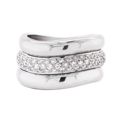 Pavé Diamond 18 Carat White Gold Wide Band Ring