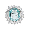Aquamarine and Diamond Platinum Cluster Dress Ring