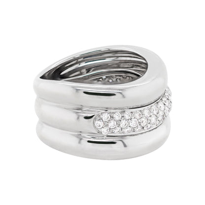 Pavé Diamond 18 Carat White Gold Wide Band Ring
