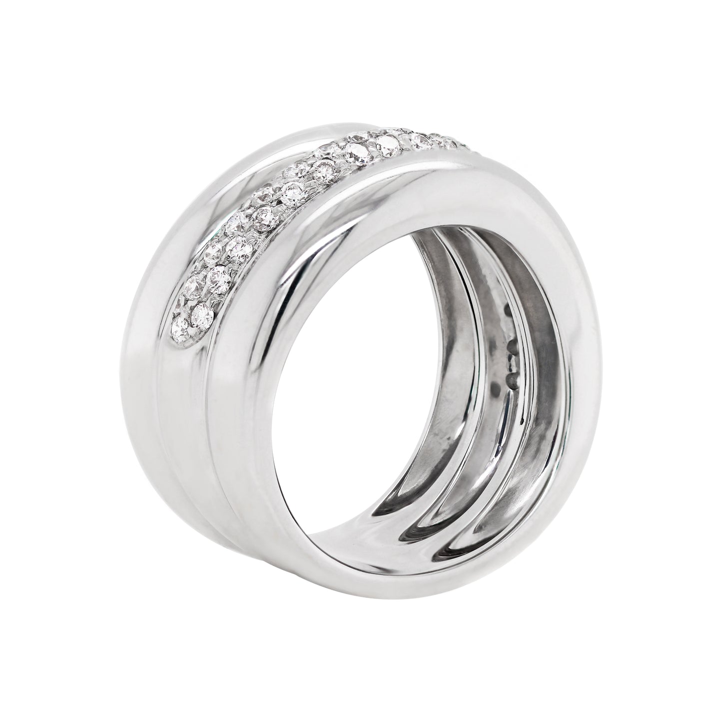 Pavé Diamond 18 Carat White Gold Wide Band Ring