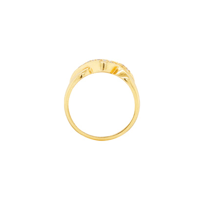 Diamond and 18 Carat Yellow Gold Open Work Intertwined Wave Band Ring