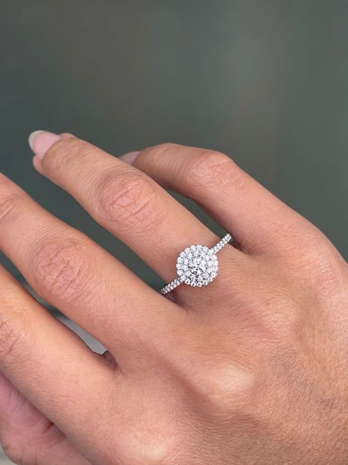 Tiffany & Co. Soleste 0.43ct Diamond and Platinum Halo Cluster Engagement Ring