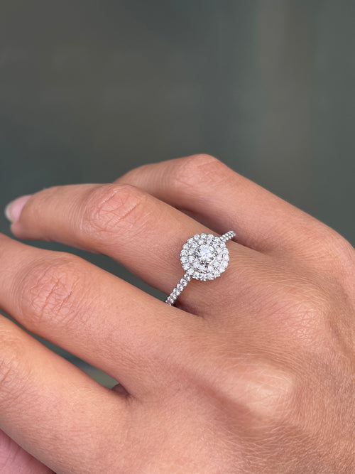 Tiffany & Co. Soleste 0.43ct Diamond and Platinum Halo Cluster Engagement Ring