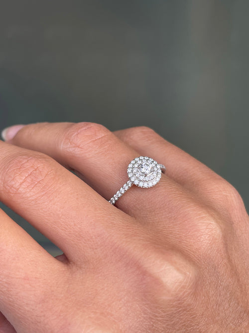 Tiffany & Co. Soleste 0.43ct Diamond and Platinum Halo Cluster Engagement Ring