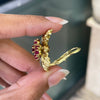 Vintage Ben Rosenfeld Ruby and Diamond 18 Carat Gold Foliate Clip-on Earrings