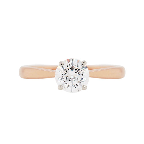 0.71ct D VS2 Round Brilliant Cut Diamond 18ct Rose Gold Engagement Ring