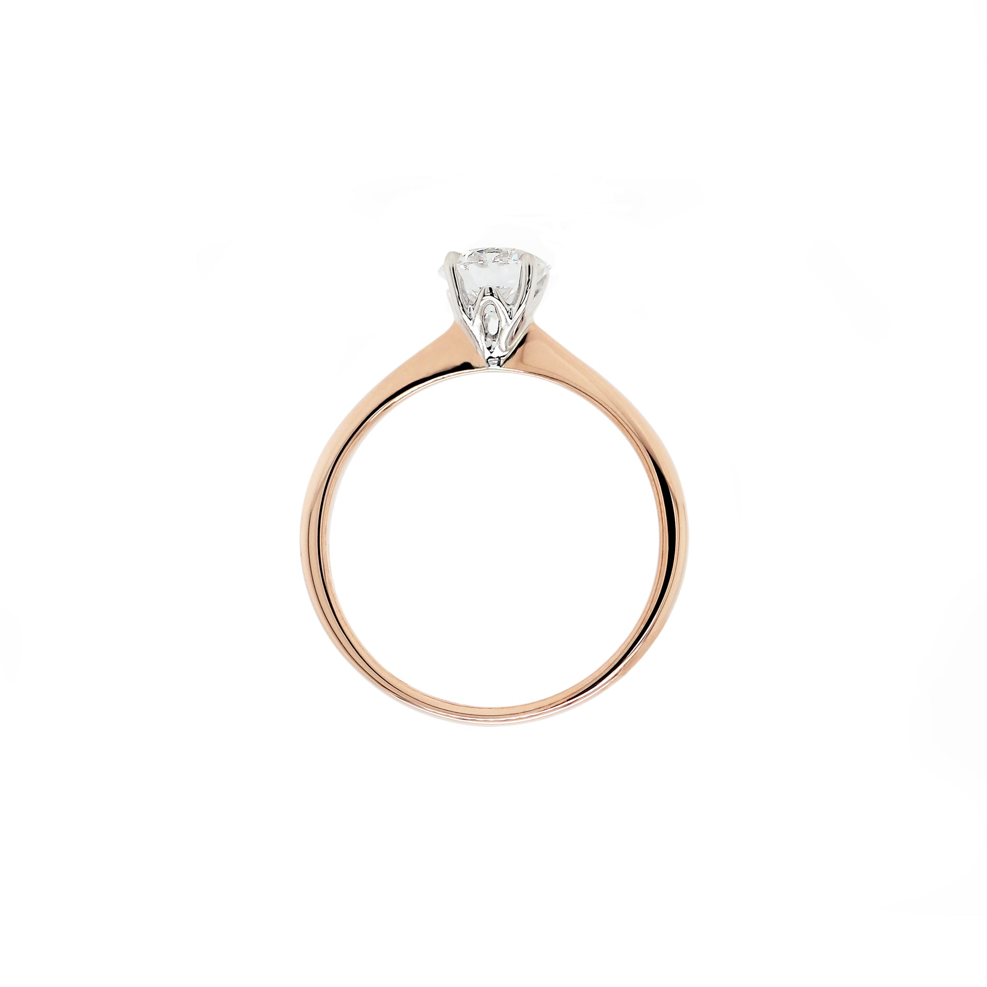0.71ct D VS2 Round Brilliant Cut Diamond 18ct Rose Gold Engagement Ring - Tobi Gem Setting