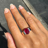 2.60 Carat Ruby and Diamond 14 Carat Rose Gold Ring, Circa 1960s