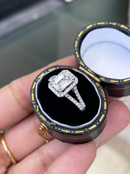 1.20ct H SI2 Emerald Cut Diamond 18 Carat White Gold Engagement Ring